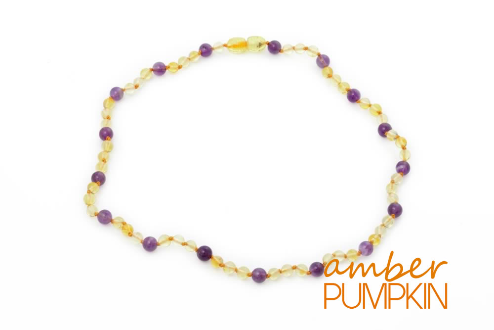 Adult Amber and Amethyst Necklace